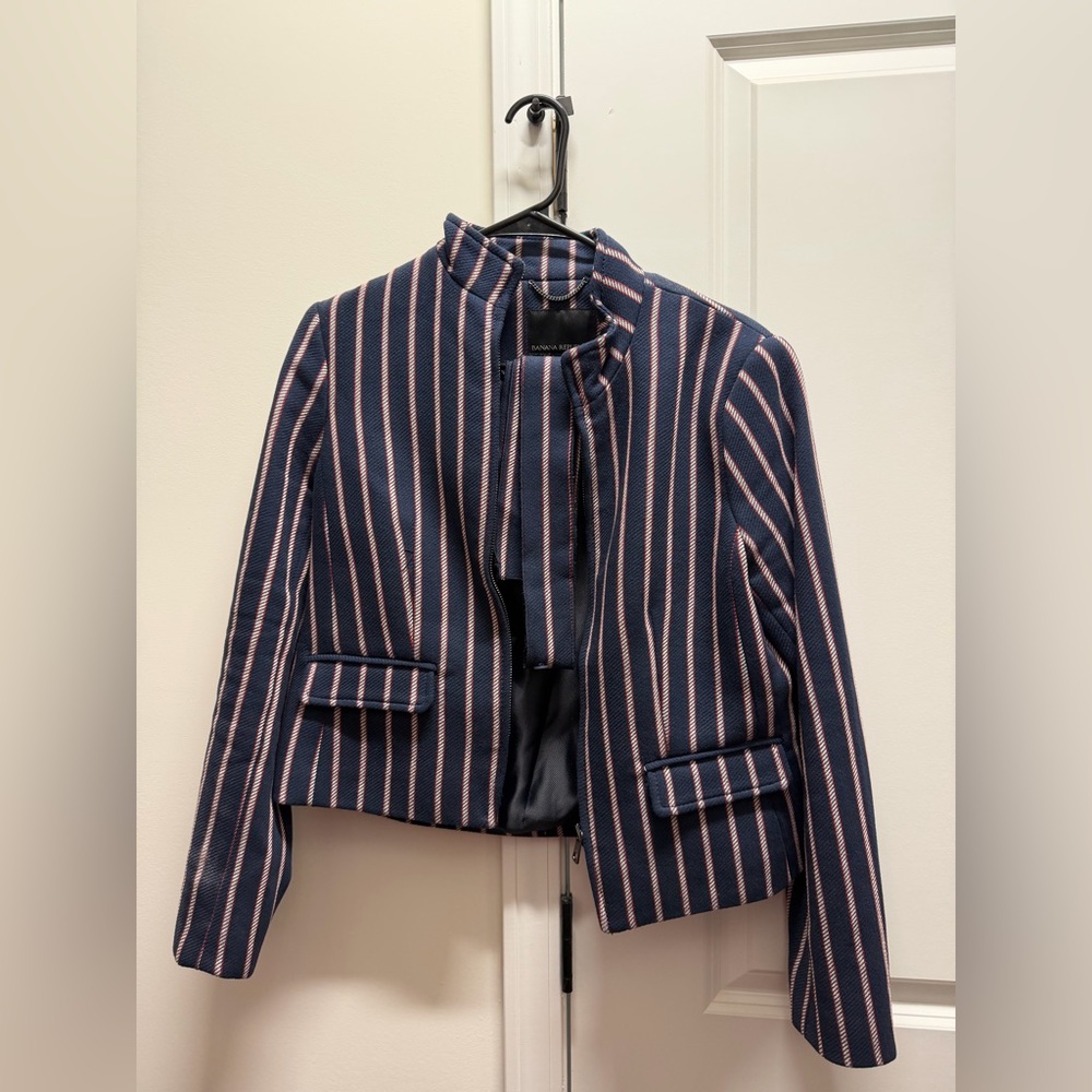 Banana Republic Navy and Pink Striped Blazer